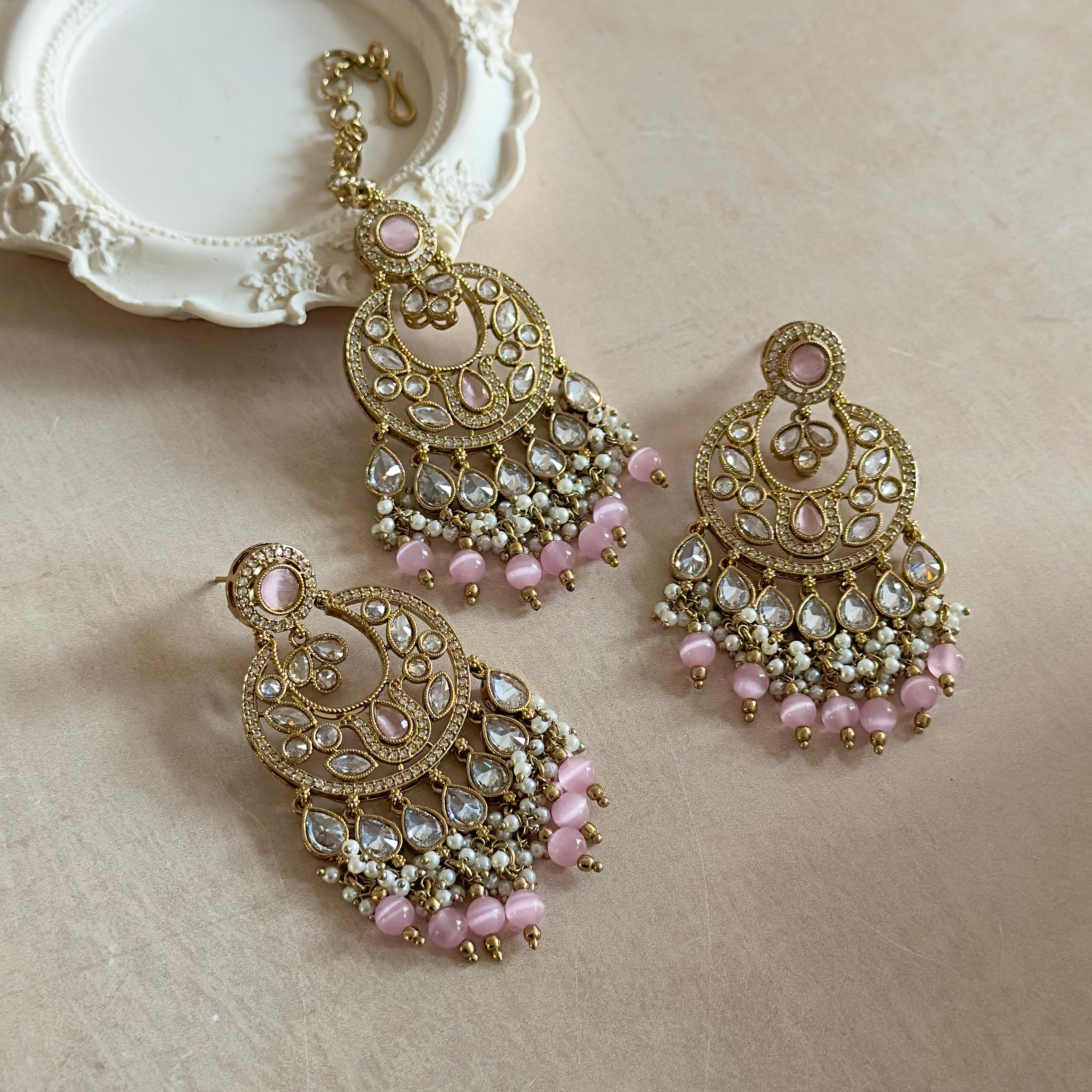 Mahira Pink Tikka Set - Ahseya & Co