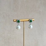 Pearly Emerald Crystal Drop Earrings - Ahseya & Co