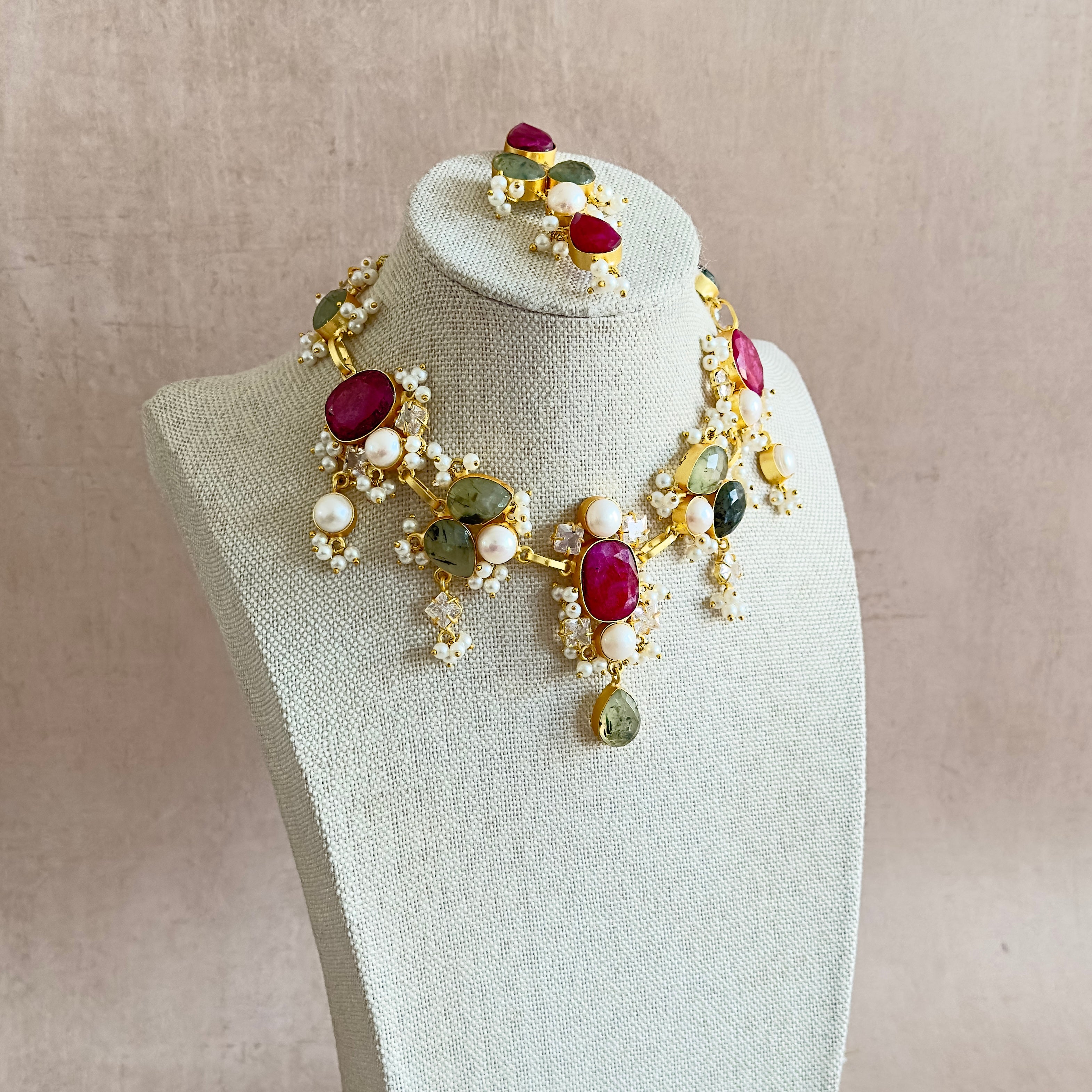 Bali Olive Pearl Necklace Set - Ahseya & Co