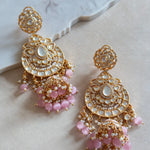 Aman Pink Kundan Drop Earrings - Ahseya & Co