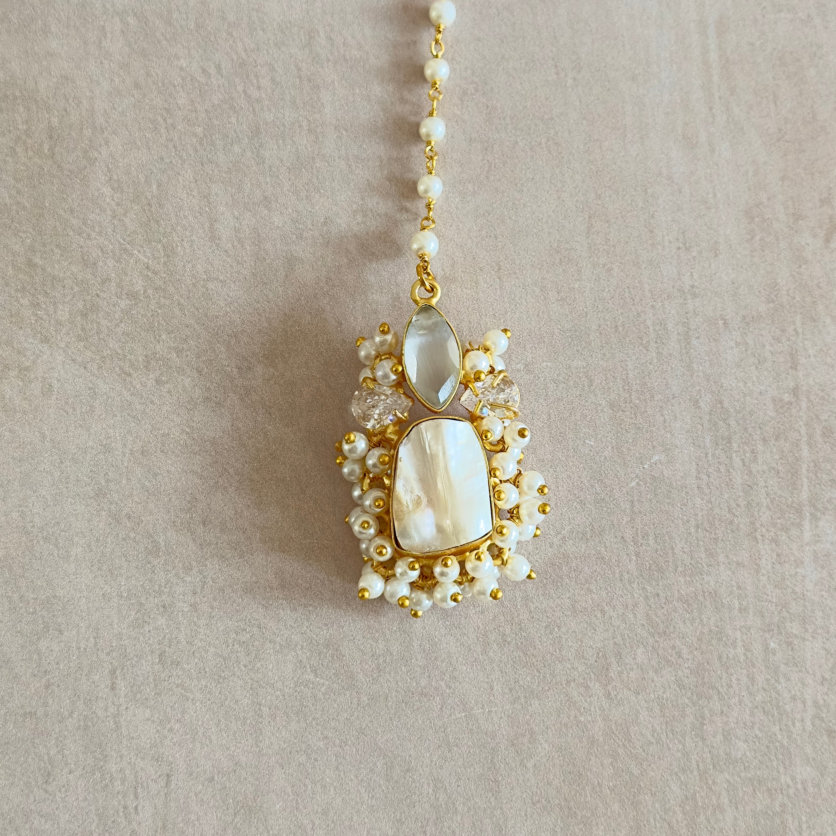 Layali Grey Pearl Choker Set - Ahseya & Co