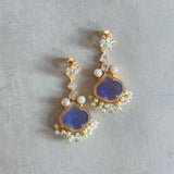 Farida Purple Crystal Drop Earrings - Ahseya & Co