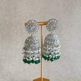 Falak Green Silver Jhumka Earrings - Ahseya & Co
