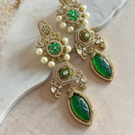 Khaula Green Crystal Drop Earrings - Ahseya & Co