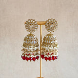 Falak Pink Crystal Drop Jhumka Earrings - Ahseya & Co