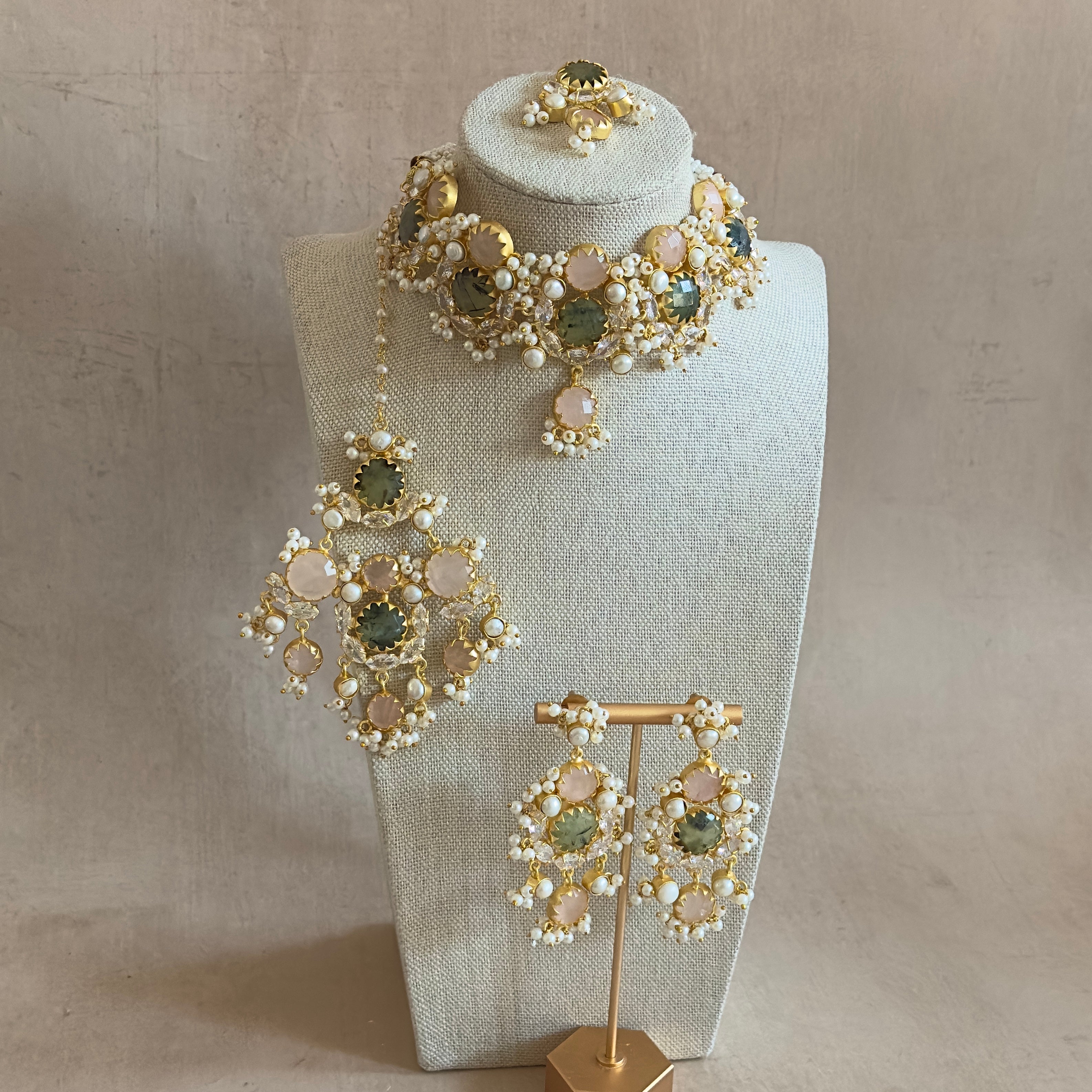 Erina Pink Crystal Choker Set - Ahseya & Co