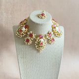 Lavera Floral Pink Necklace Set - Ahseya & Co