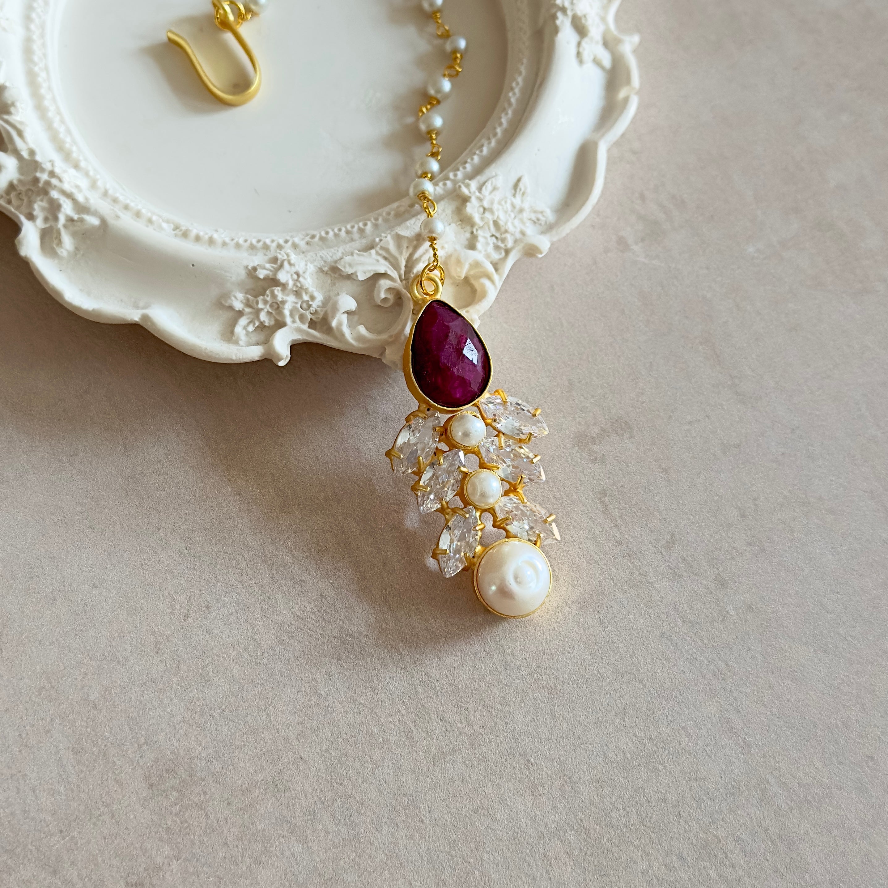 Justina Maroon Pearl Tikka - Ahseya & Co