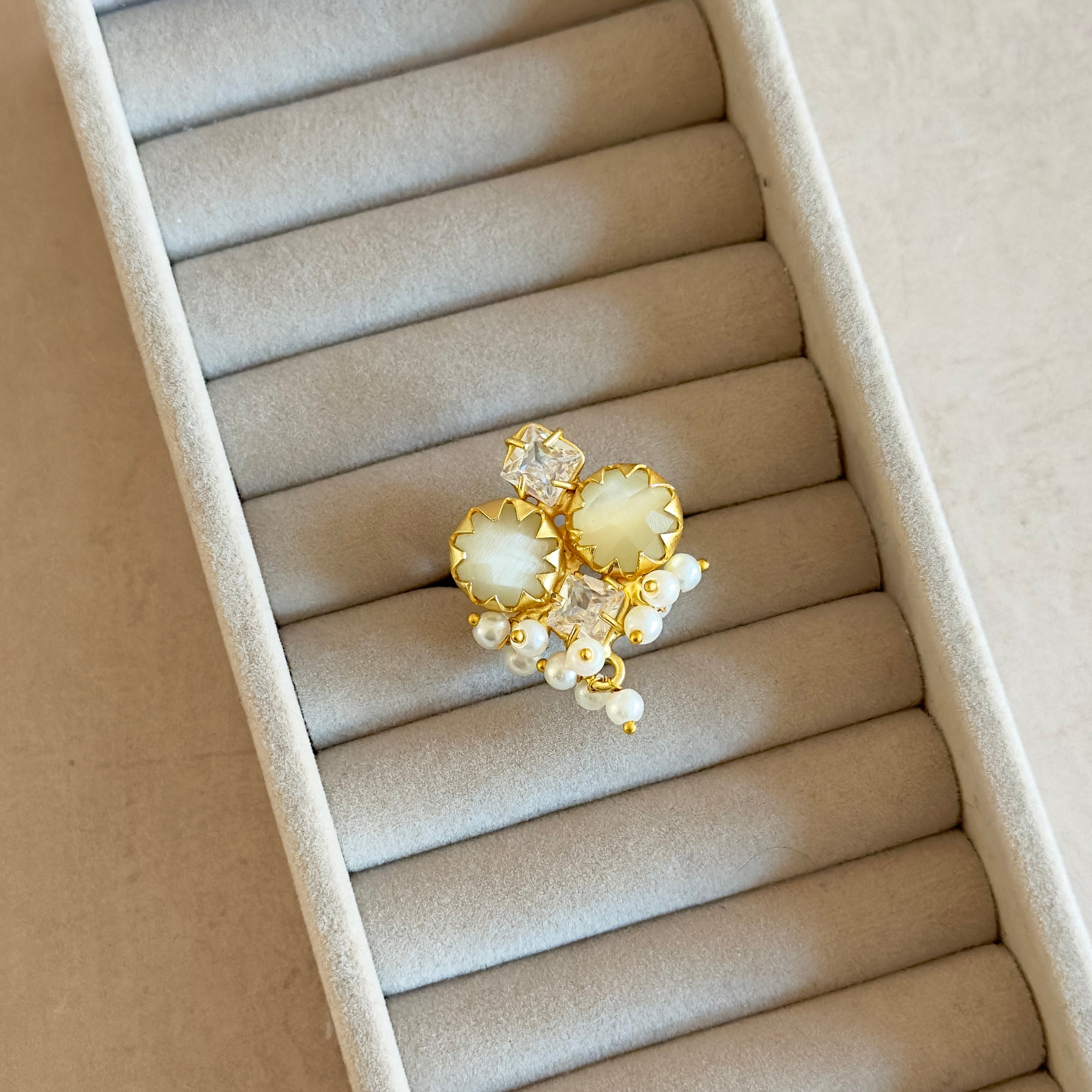 Amara Grey Crystal Ring - Ahseya & Co