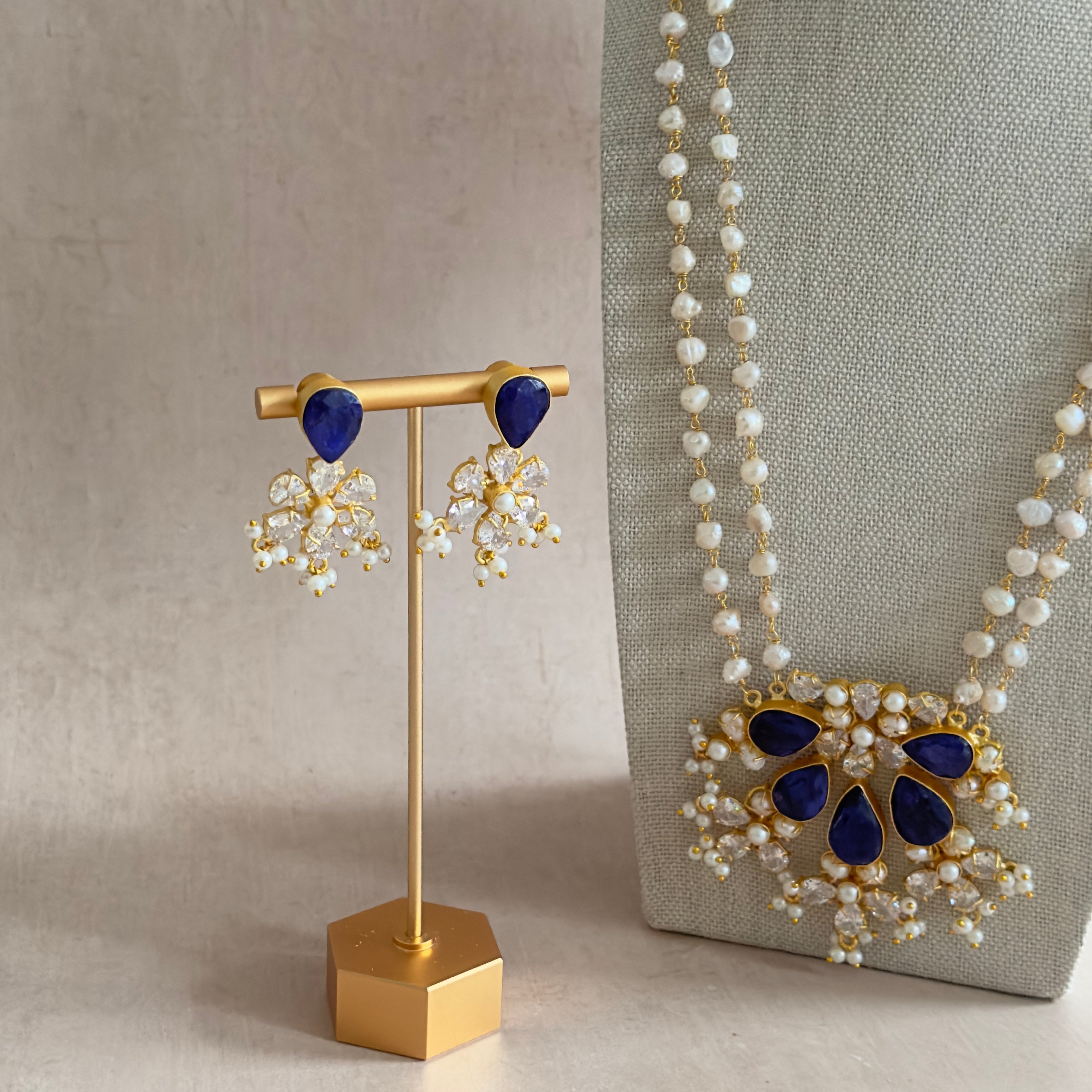 Mariya Navy Pearl Mala Set - Ahseya & Co