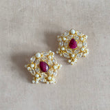 Aria Maroon Crystal Stud Earrings - Ahseya & Co