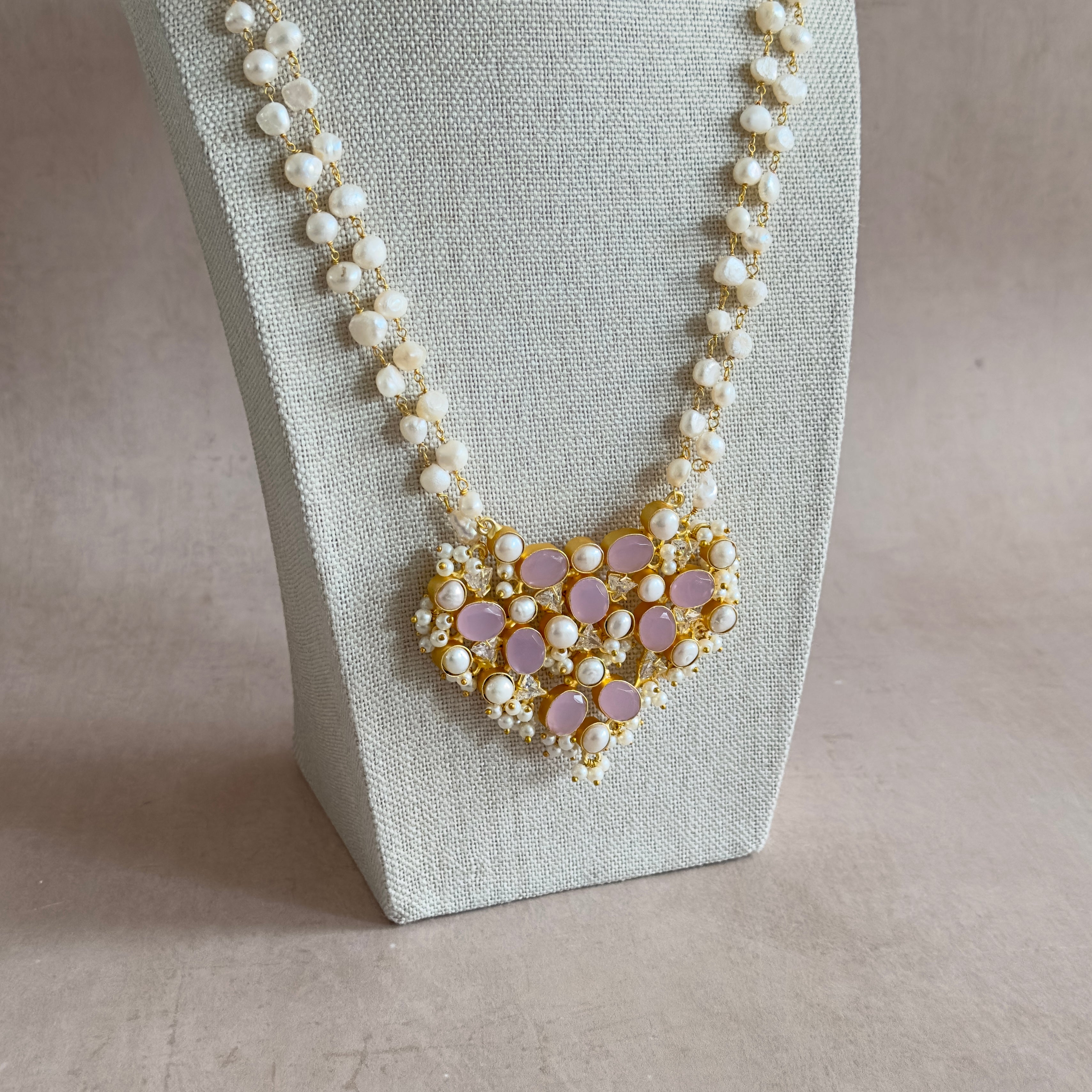 Dania Lilac Crystal Pearl Mala Set - Ahseya & Co