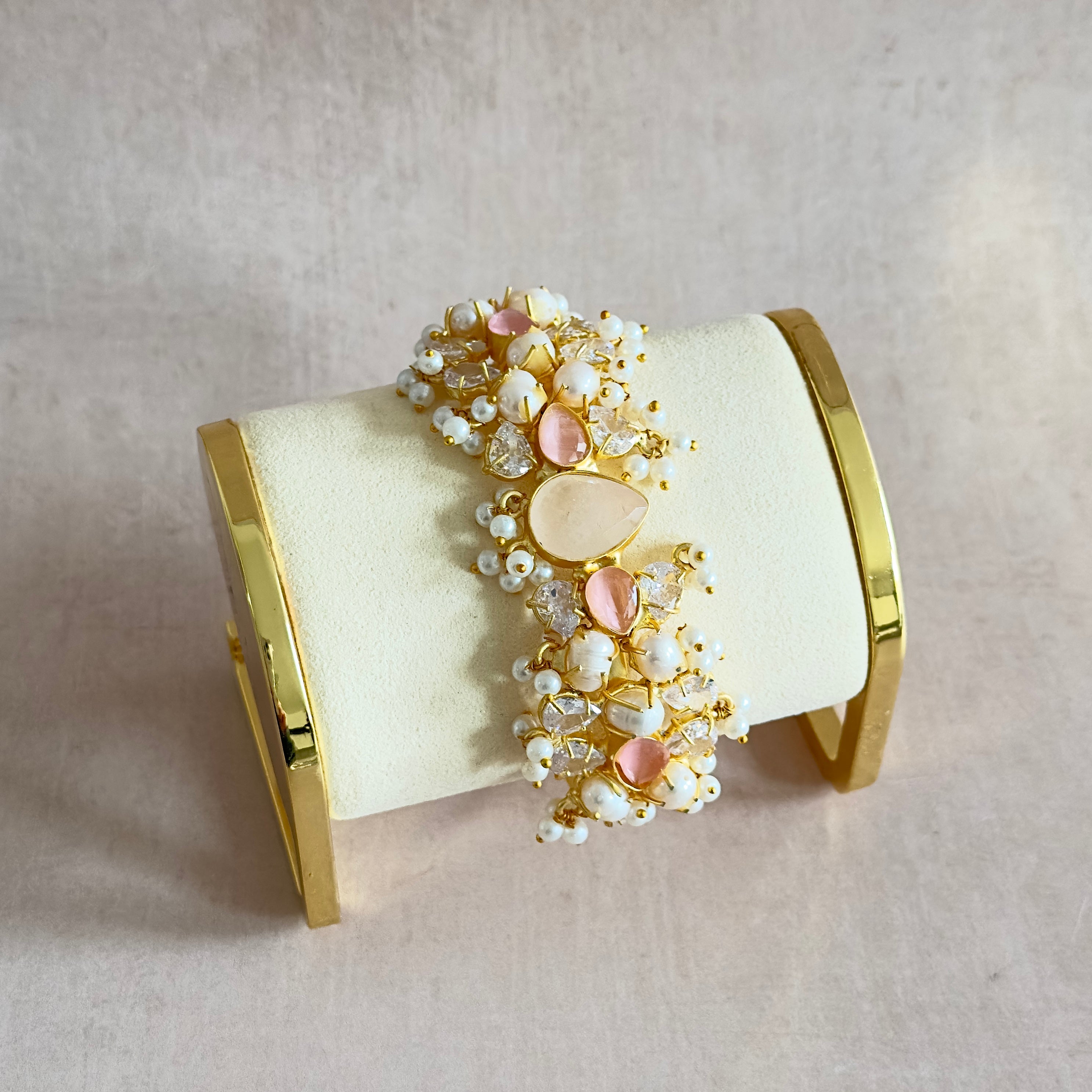 Rosà Pink Pearl Cuff Bracelet - Ahseya & Co