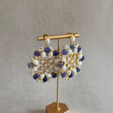 Aqsa Blue Pearl Crystal Drop Earrings - Ahseya & Co