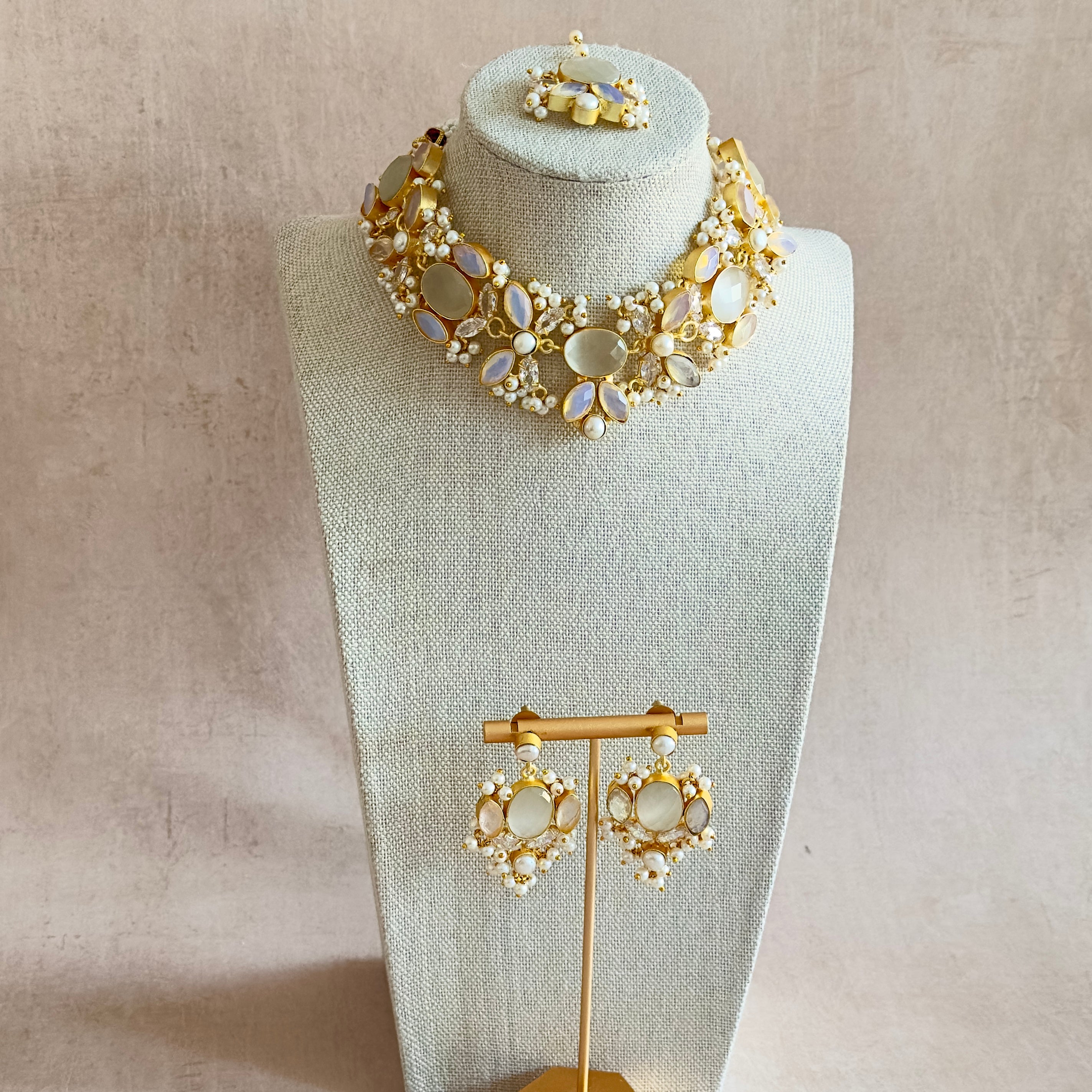 Fernessa Grey Crystal Choker Set - Ahseya & Co