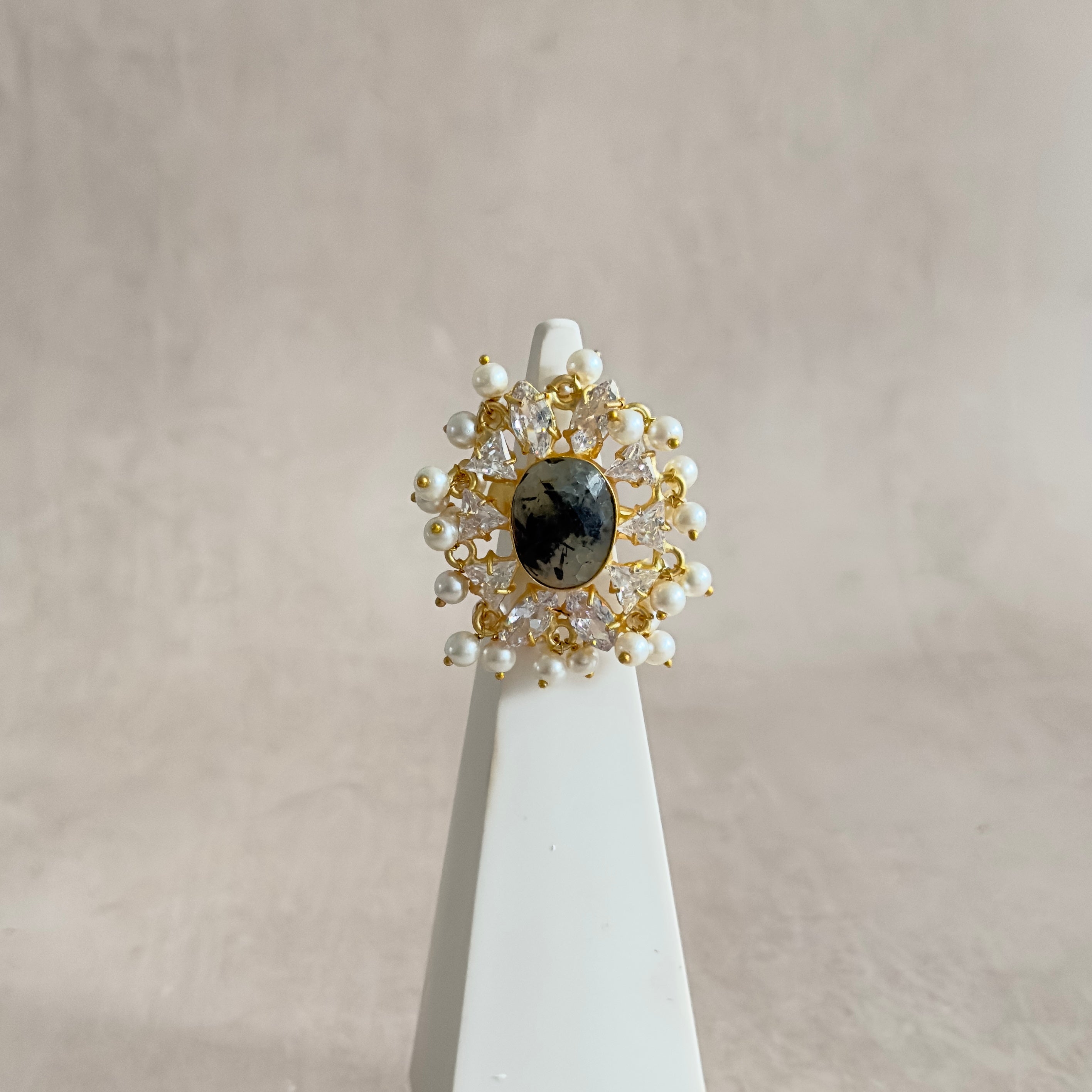 Elouise Smokey Crystal Ring - Ahseya & Co