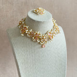 Shyla Pink Crystal choker Set - Ahseya & Co