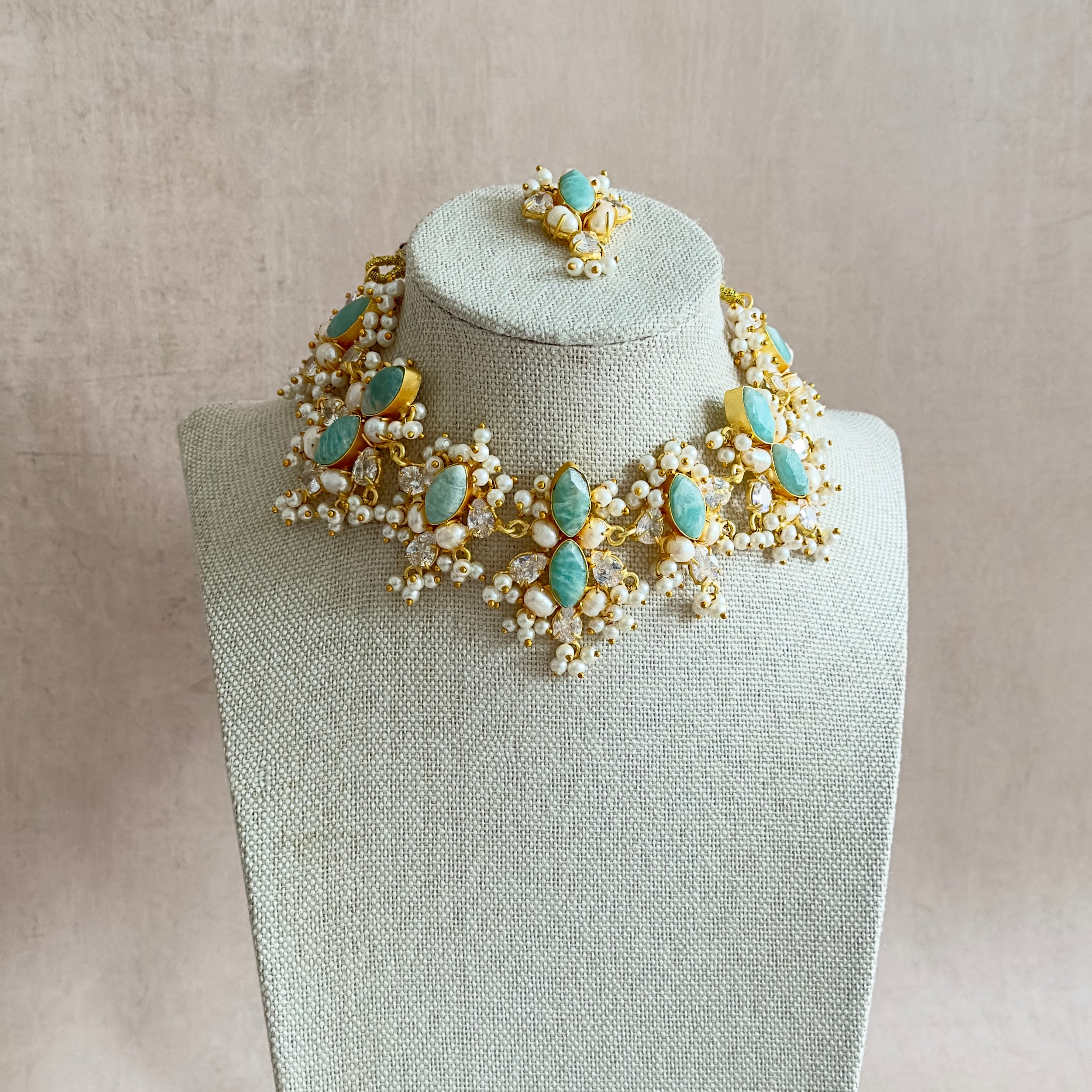 Hiba Jade Crystal Choker Set - Ahseya & Co