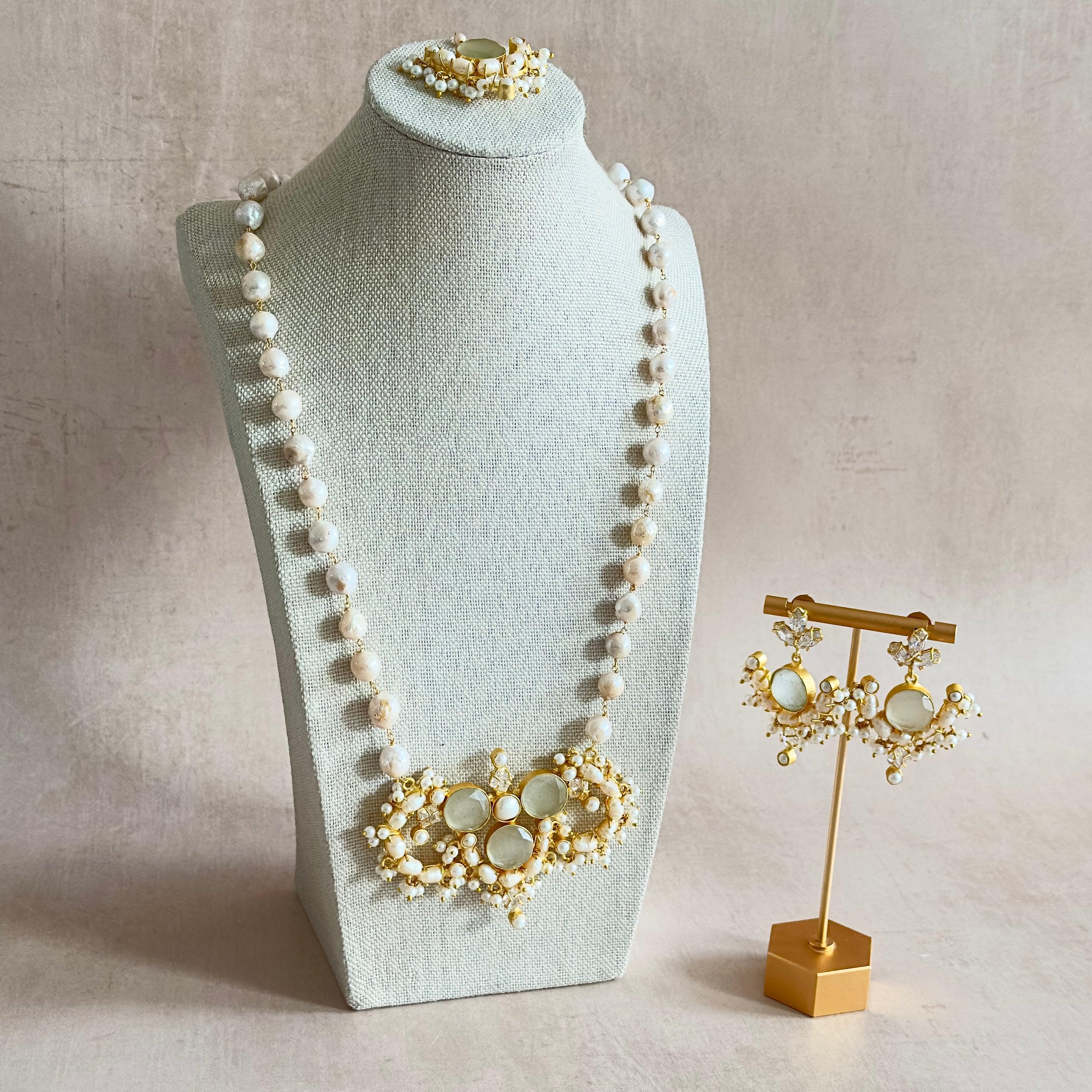 Hayat Grey Pearl Mala Set - Ahseya & Co