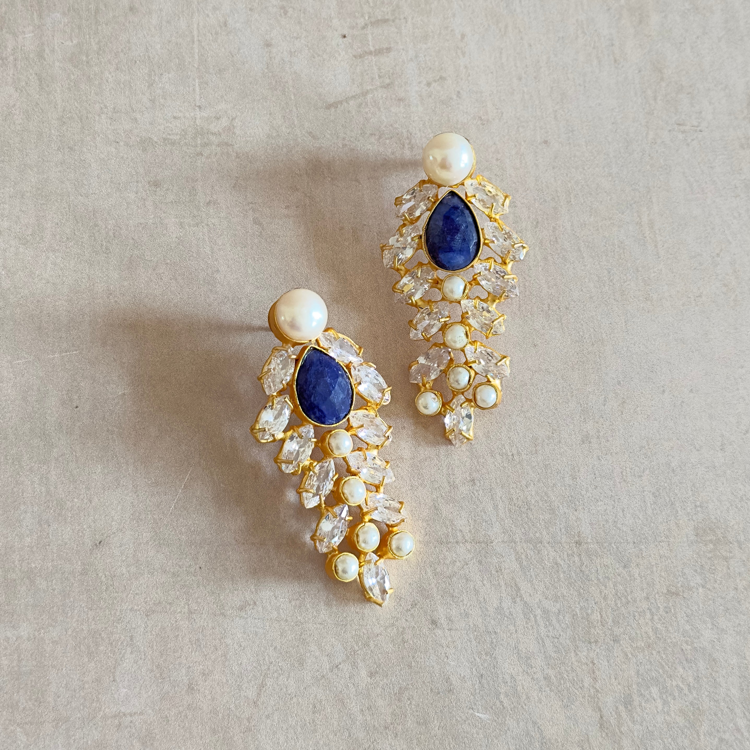 Iraya Navy Blue Pearl Stud earrings - Ahseya & Co