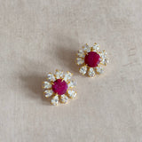 Flora Maroon Crystal Stud Earrings - Ahseya & Co