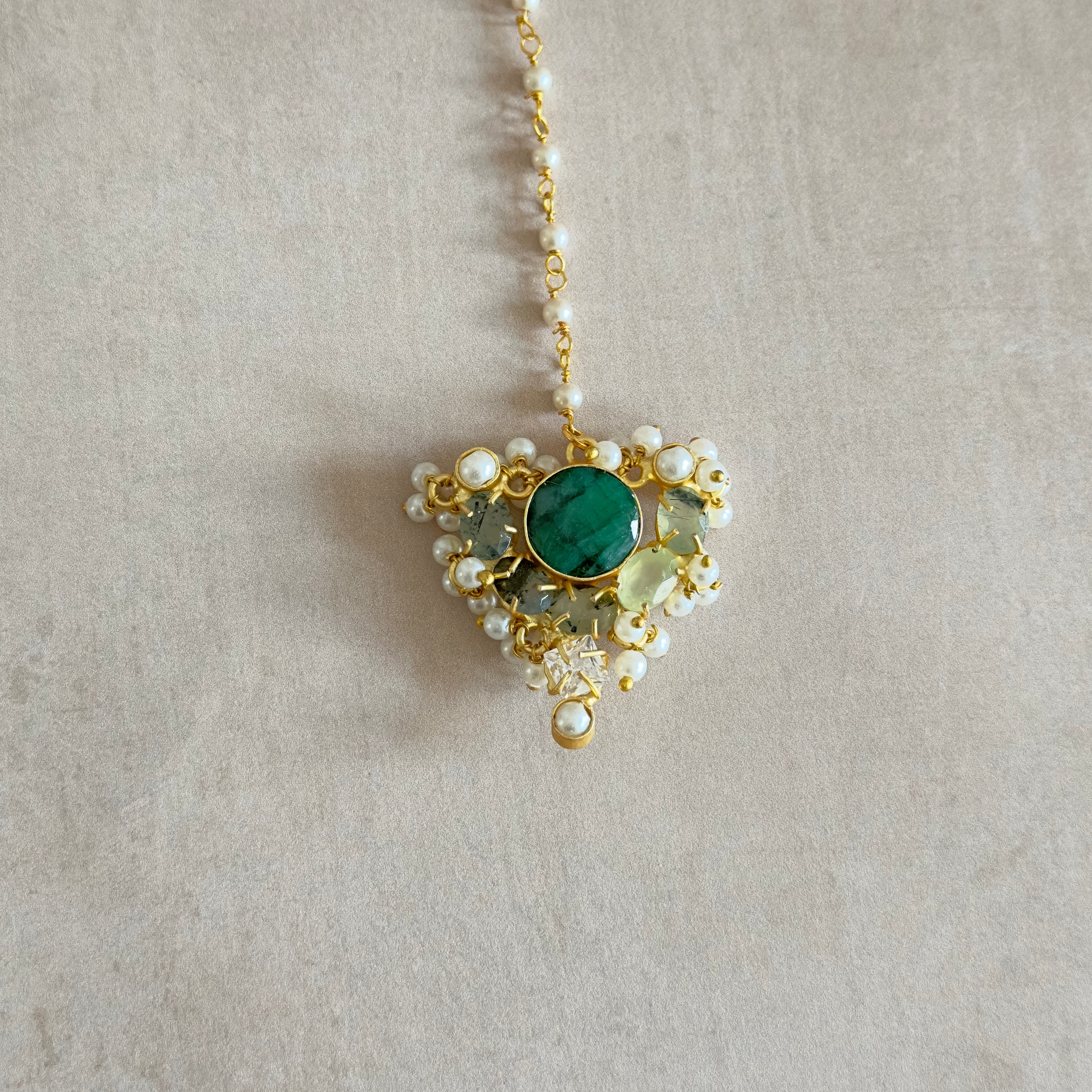 Hayaat Green Pearl Mala Set - Ahseya & Co