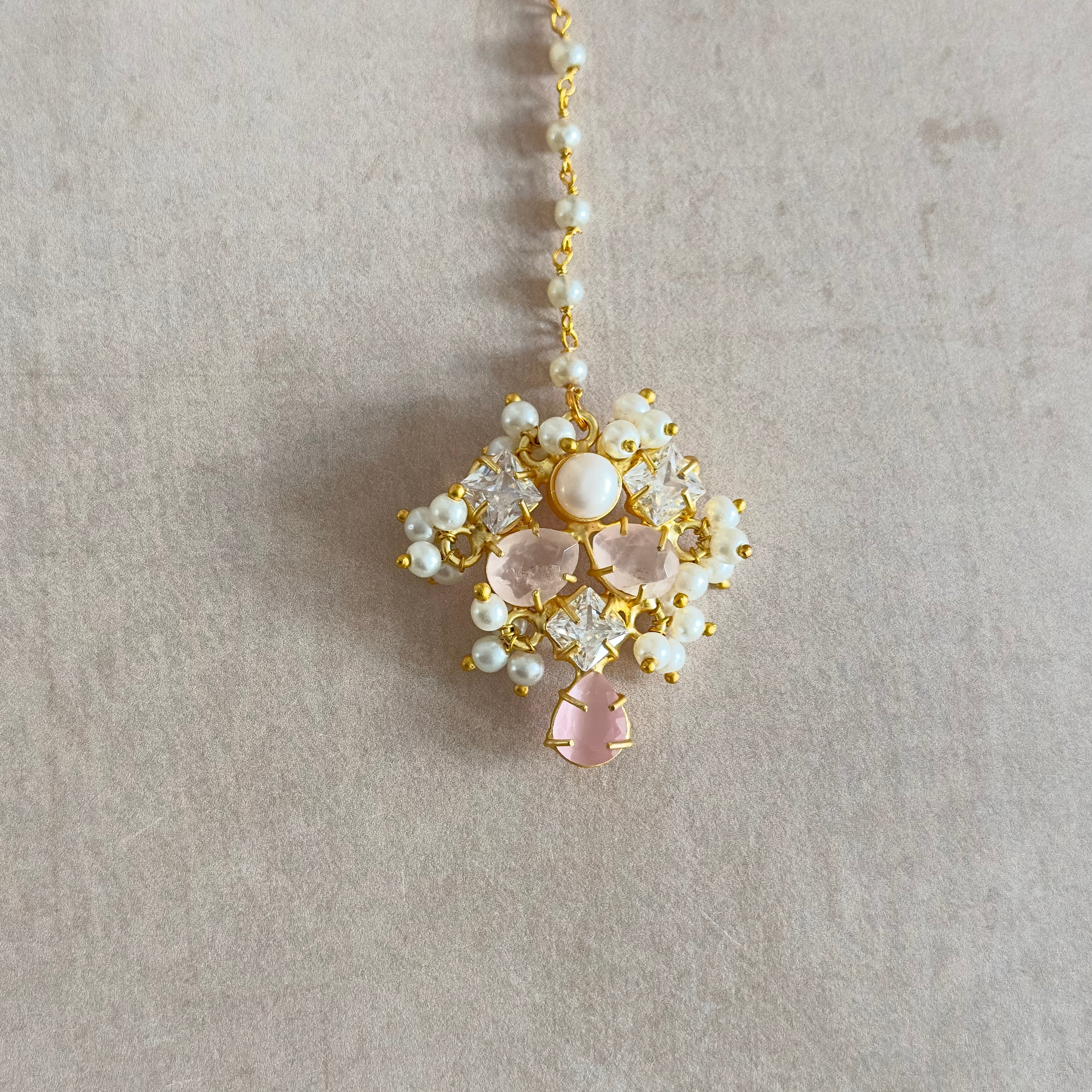 Shyla Pink Crystal choker Set - Ahseya & Co