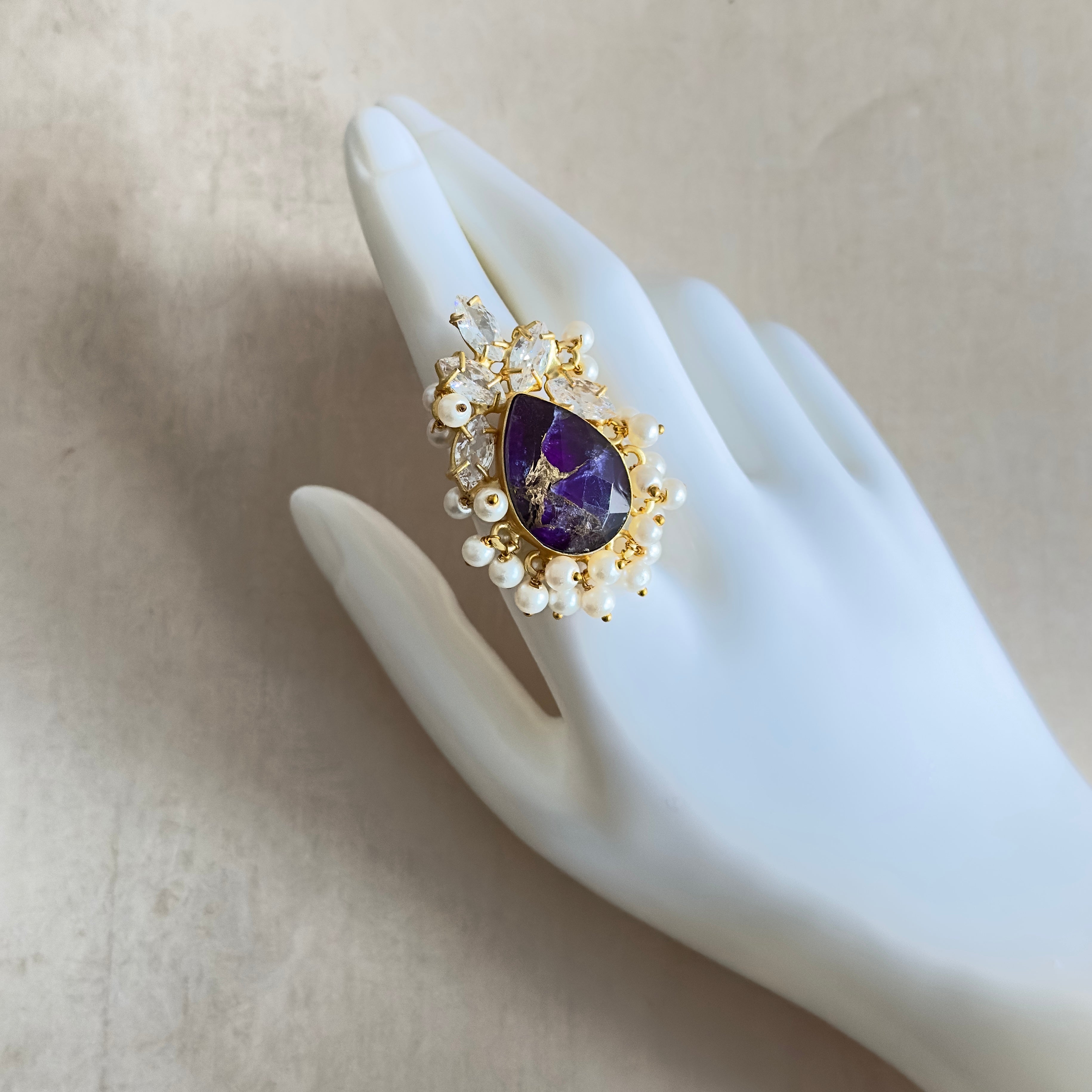 Blake Purple Crystal Ring - Ahseya & Co
