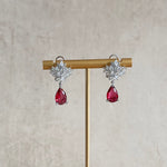 Diana Red Crystal Drop Earrings - Ahseya & Co