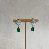 Diana Green Crystal Drop Earings - Ahseya & Co