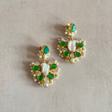 Monica Green Pearl Drop Earrings - Ahseya & Co