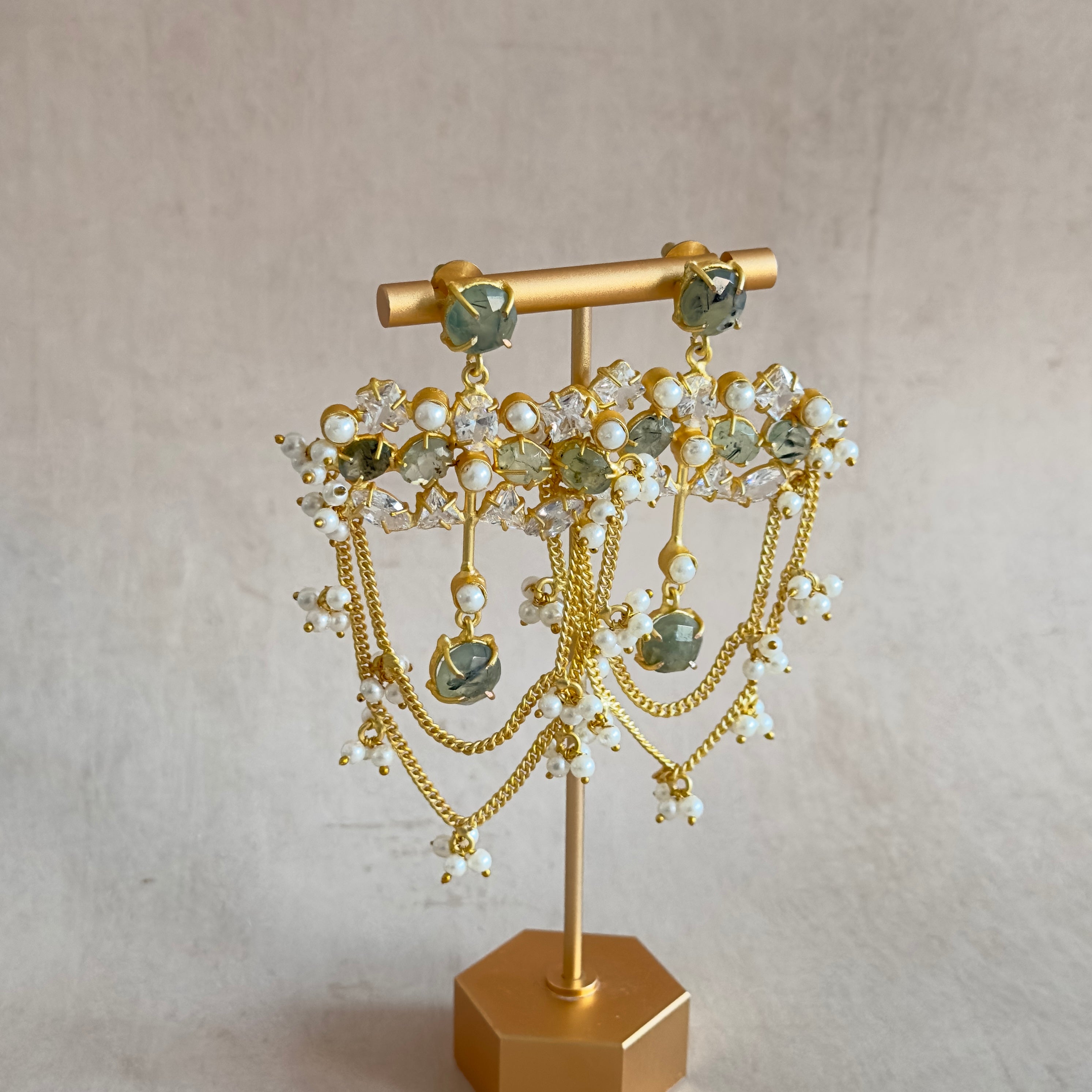 Jazlyn Olive Crystal Drop Earrrings - Ahseya & Co