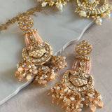 Maha Peach Kundan Drop Earrings - Ahseya & Co