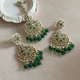 Ruhani Green Crystal Tikka Set - Ahseya & Co