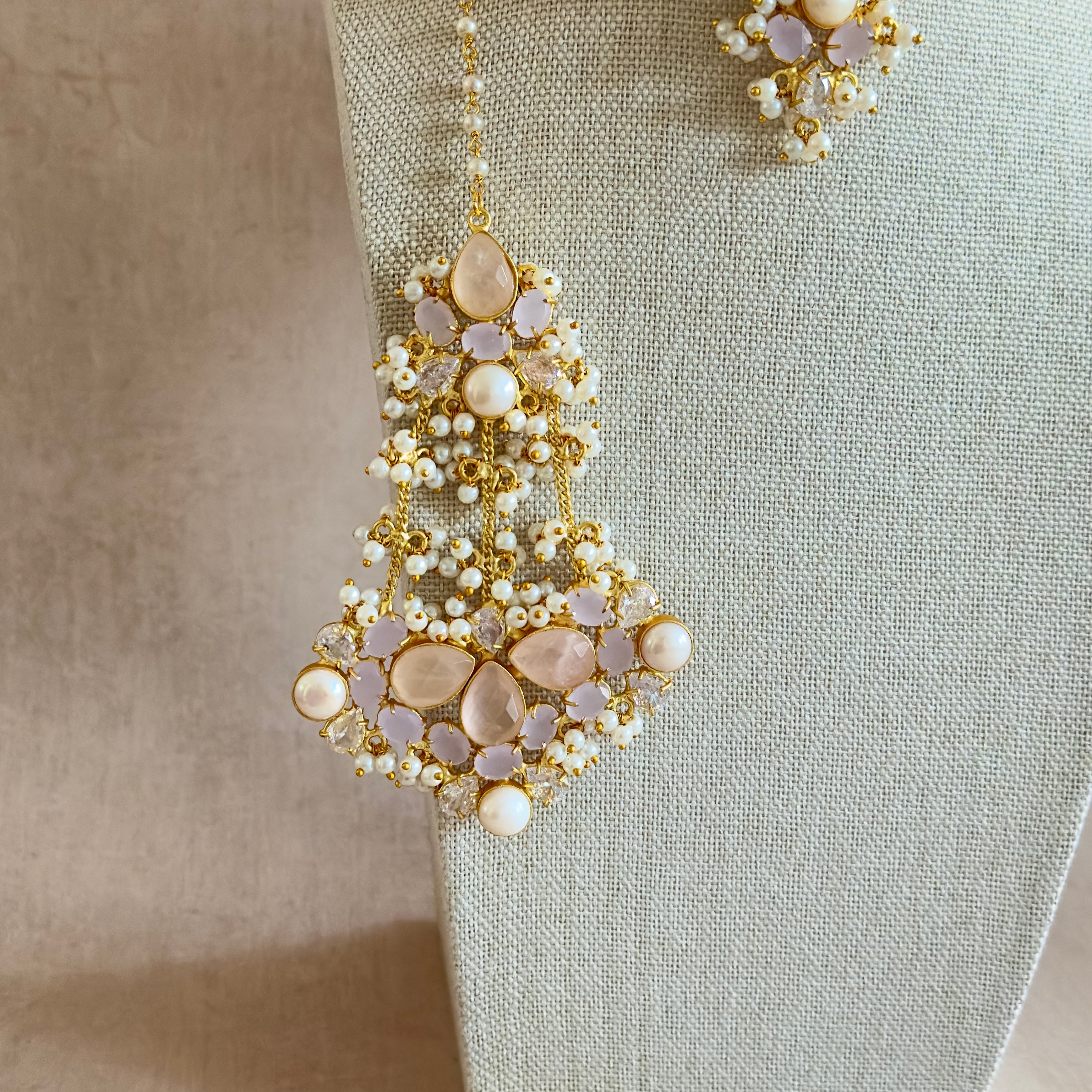 Eliana Pink Pearl Necklace Set - Ahseya & Co