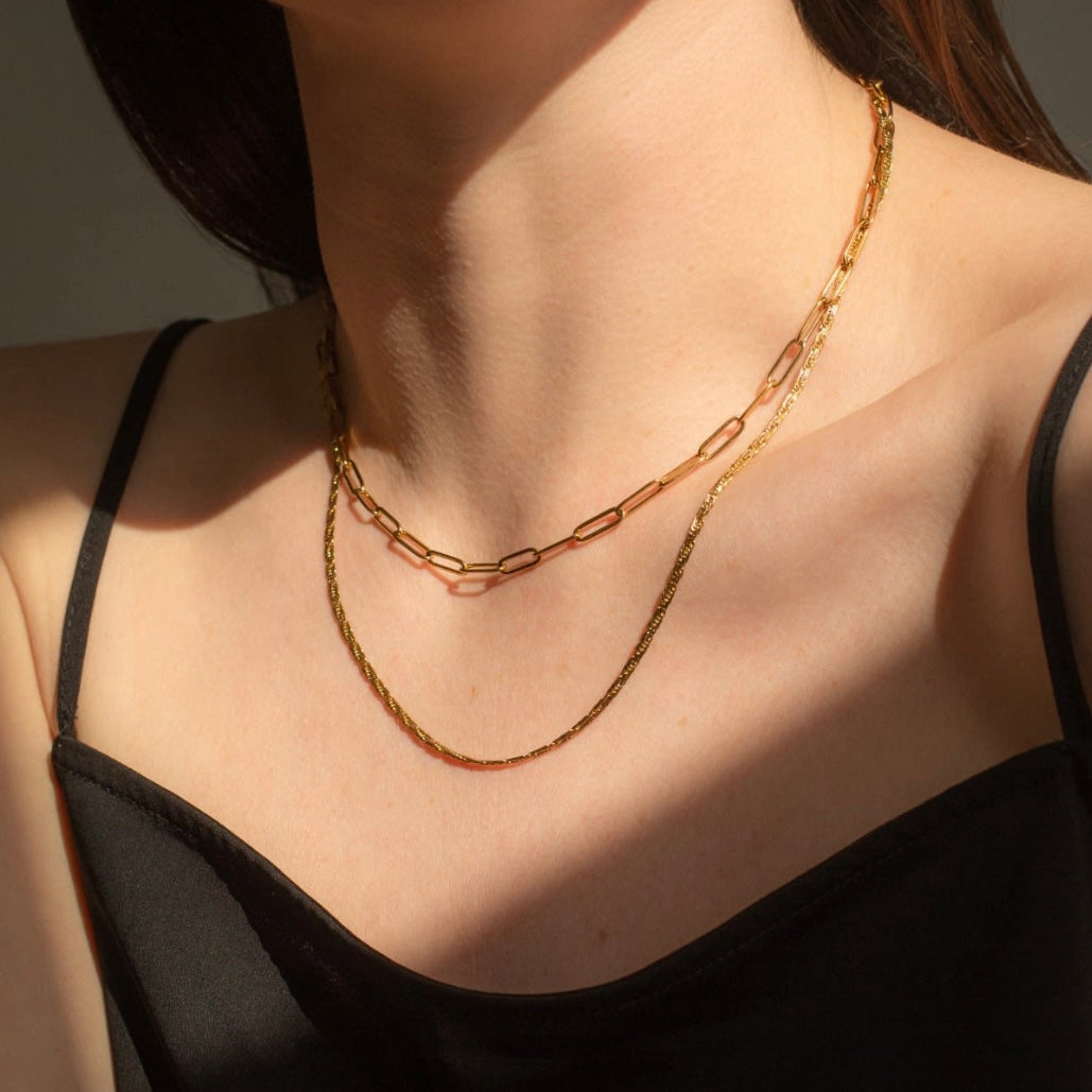 Lila Layered Chain Necklace Gold - Ahseya & Co