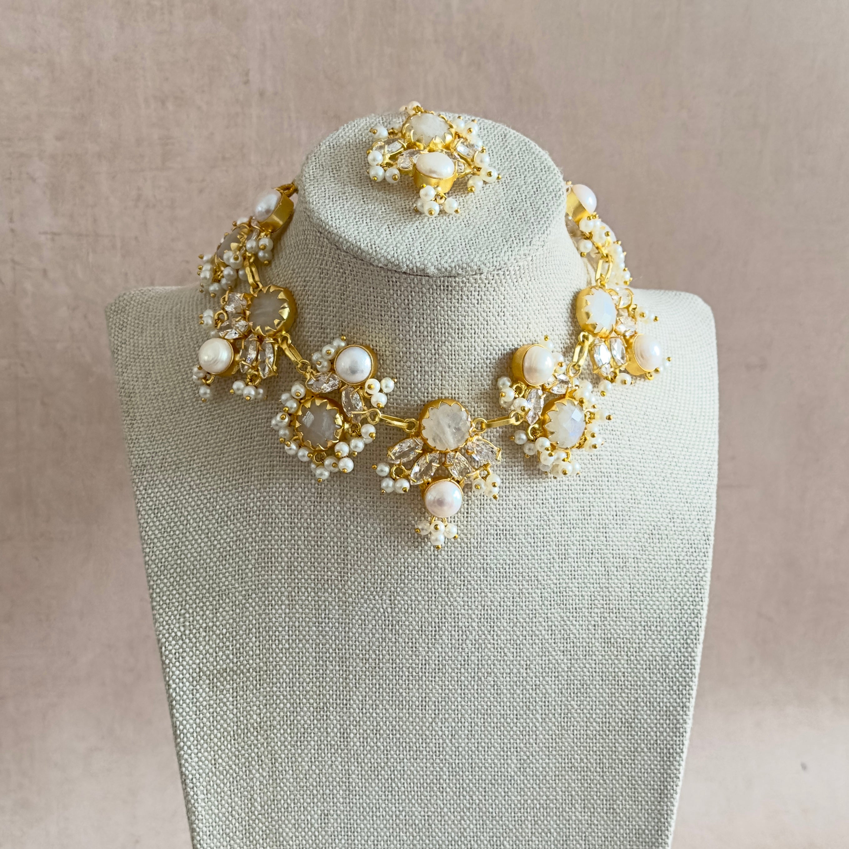 Dilnaz Pearl Necklace Set - Ahseya & Co