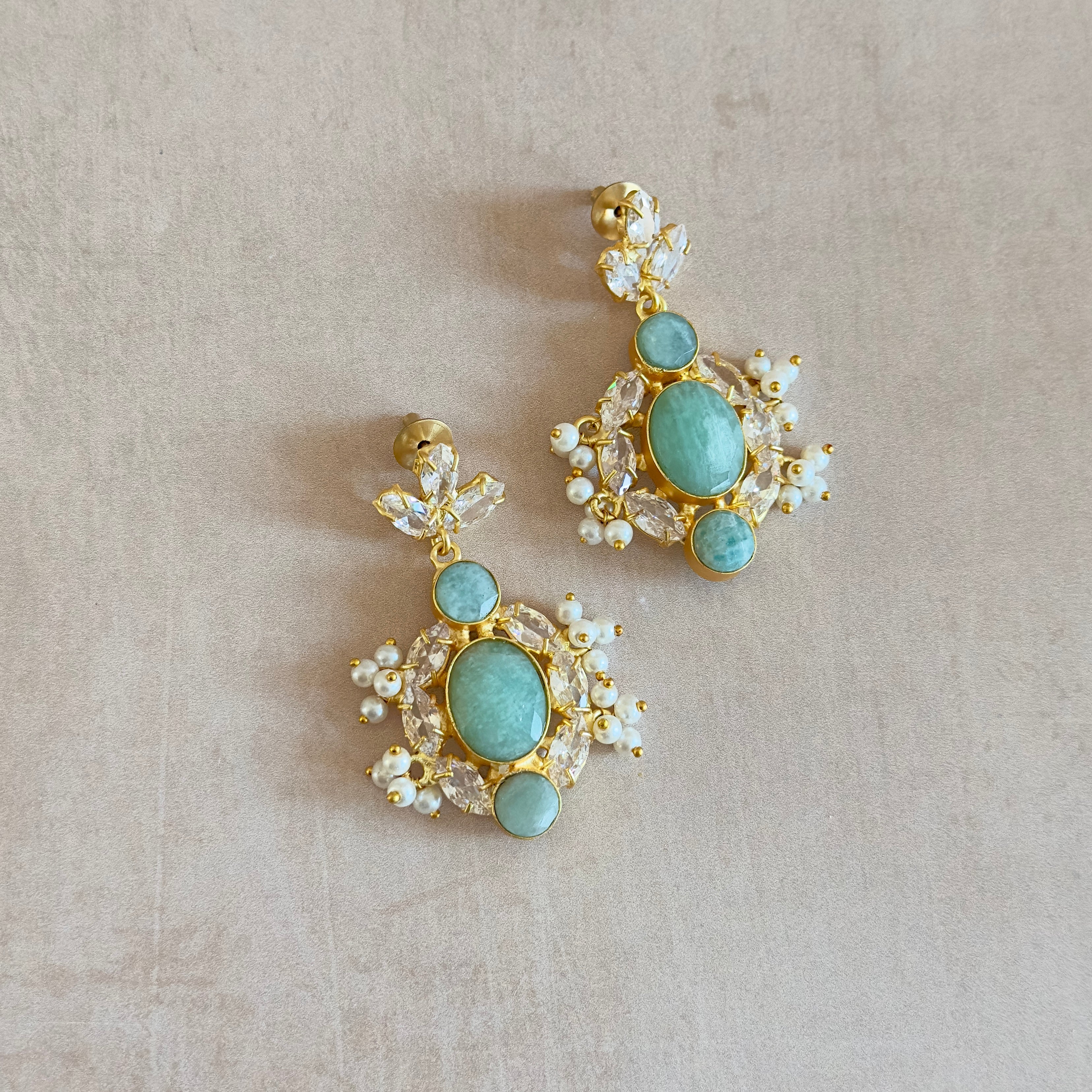 Isabella Jade Crystal Drop Earrings - Ahseya & Co