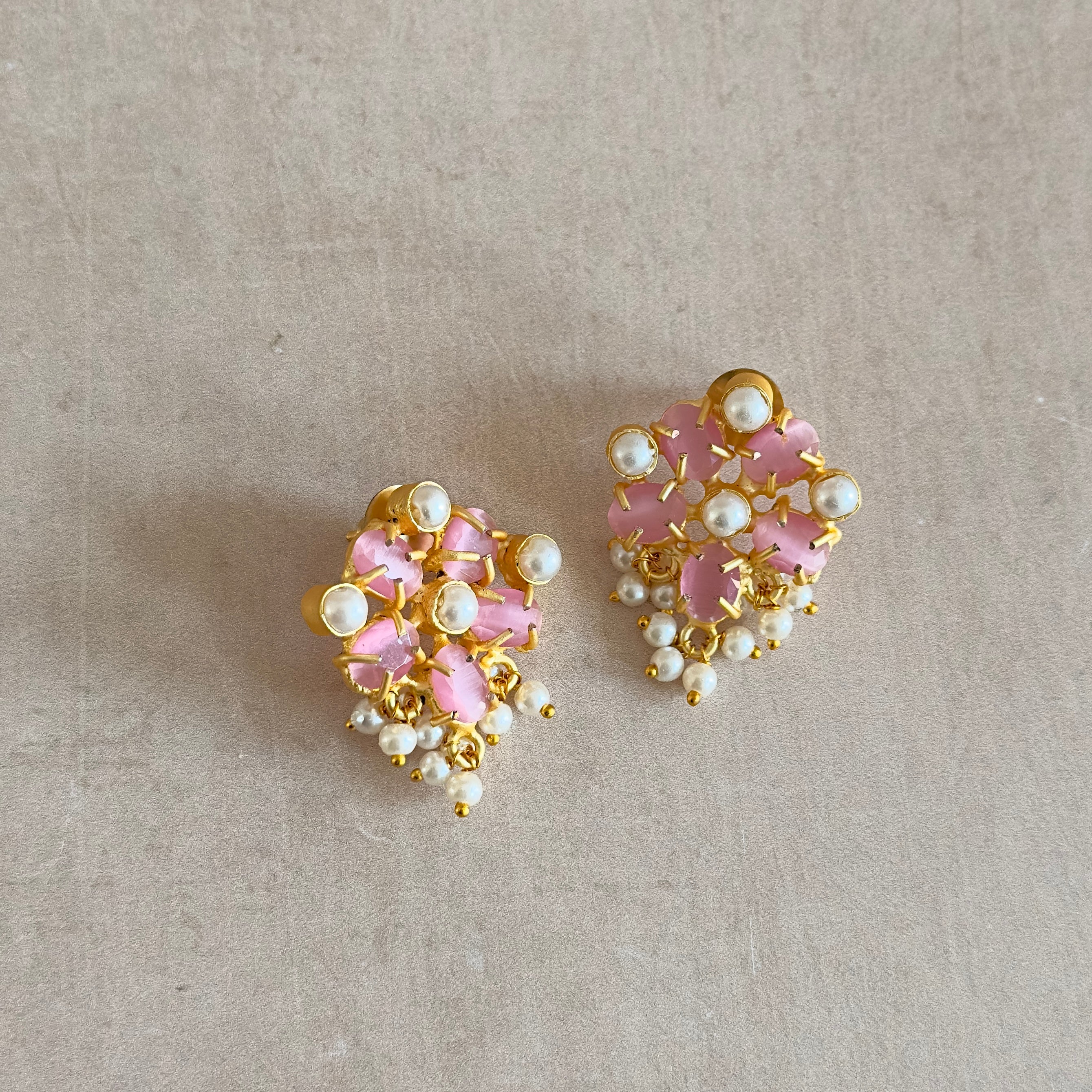 Nawal Pink Stud Earrings - Ahseya & Co