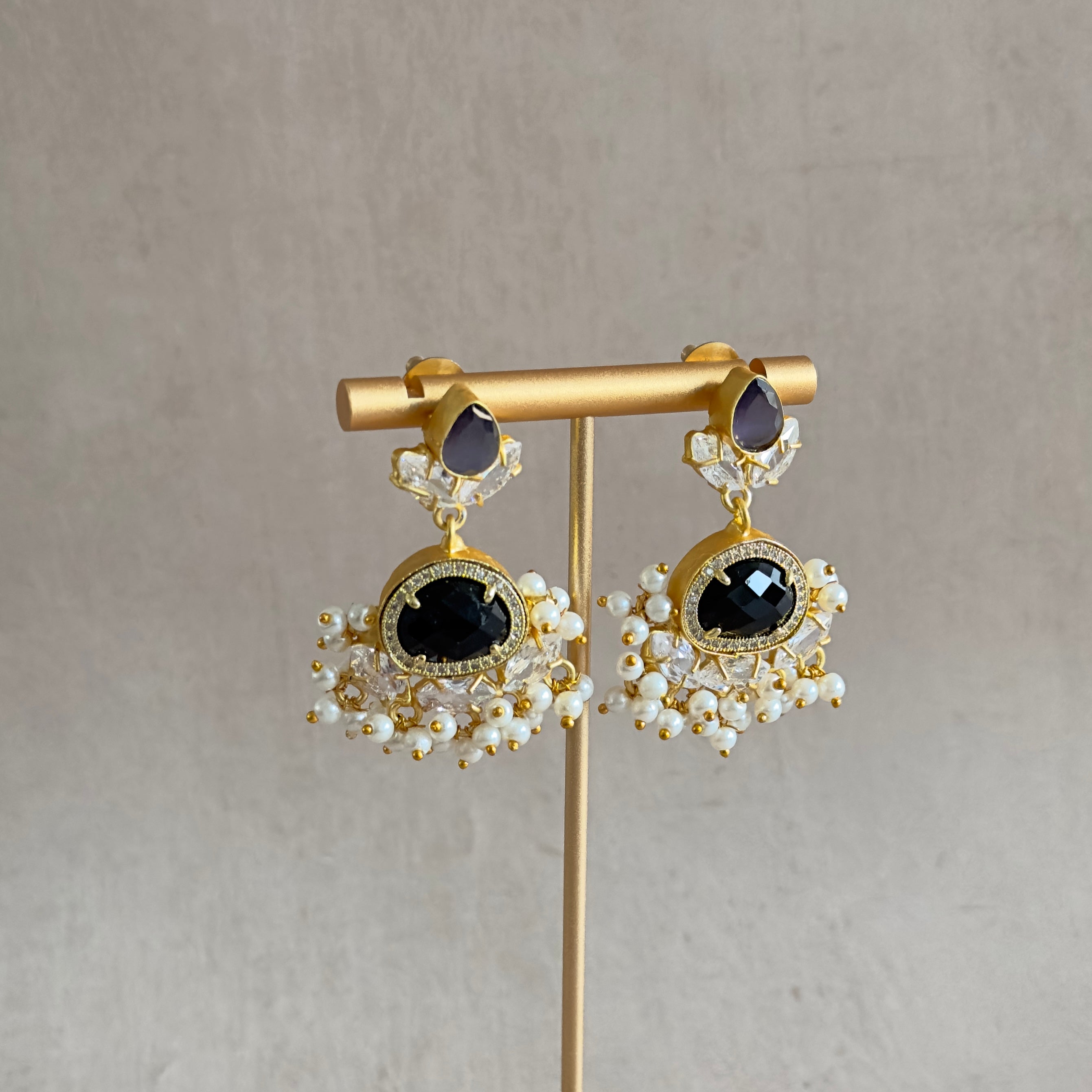 Amali Black Purple Drop Earrings - Ahseya & Co