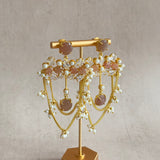 Jazlyn Peach Crystal Drop Earrings - Ahseya & Co