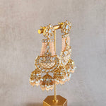 Maha Peach Kundan Drop Earrings - Ahseya & Co