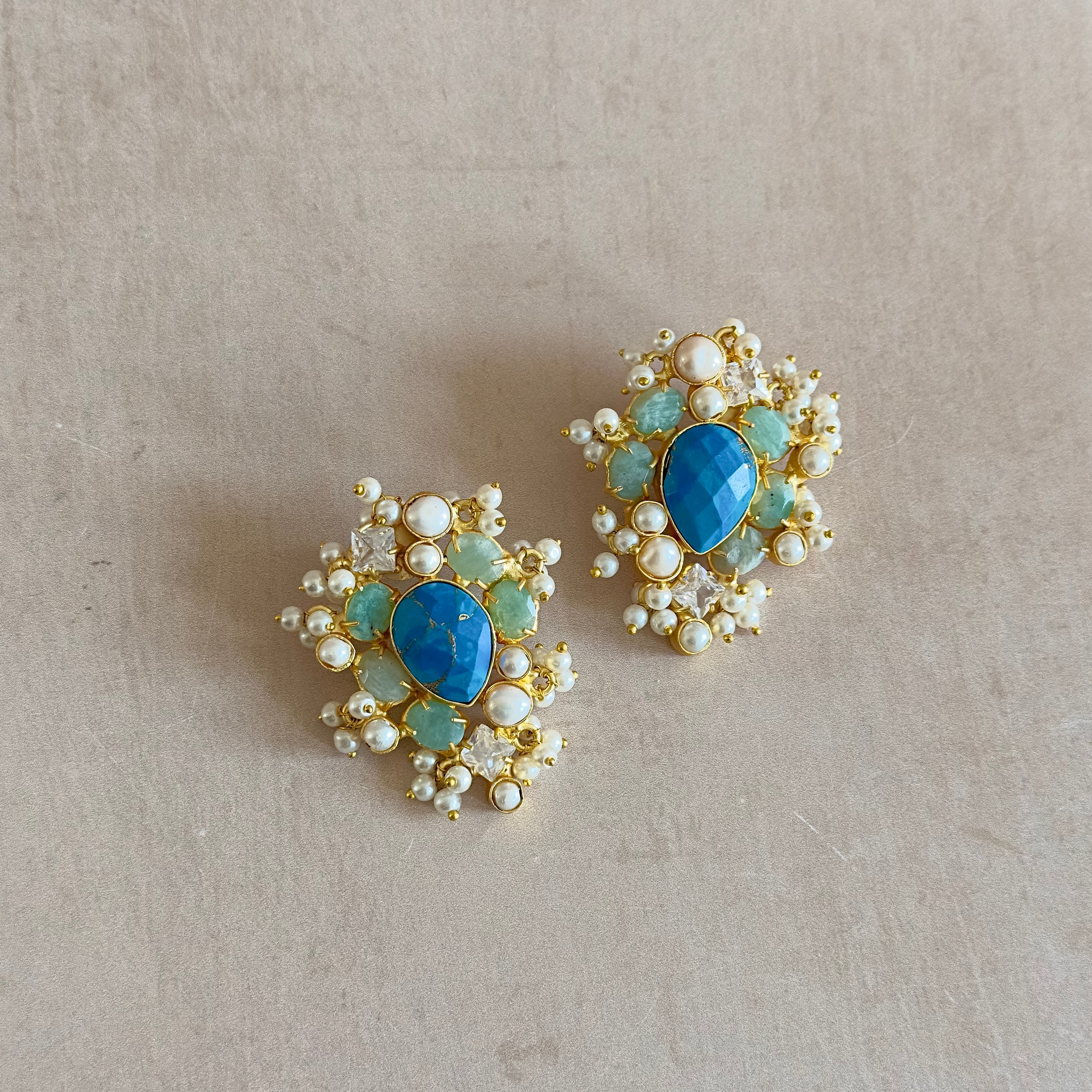 Eimaan Turquoise Stud Earrings - Ahseya & Co
