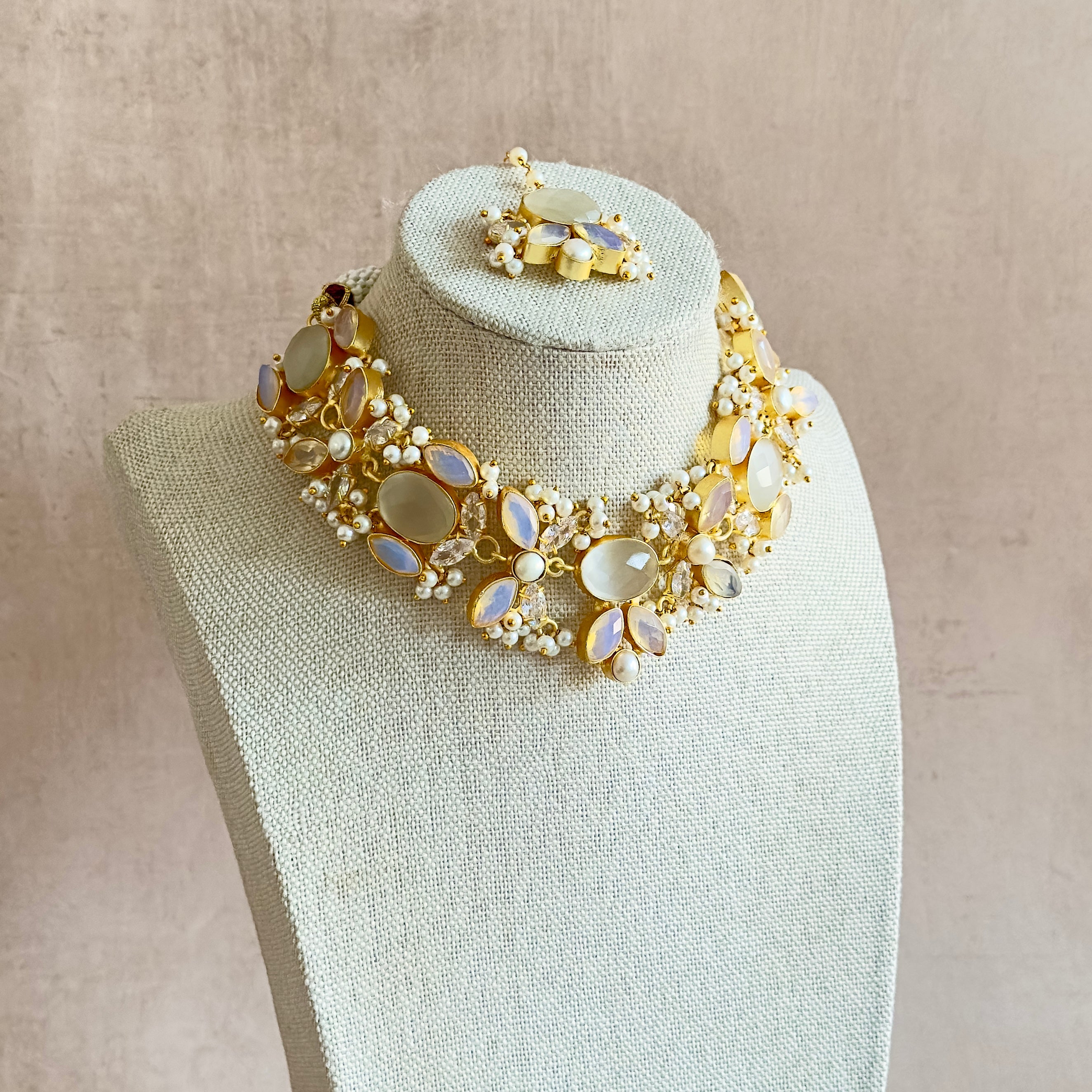 Fernessa Grey Crystal Choker Set - Ahseya & Co