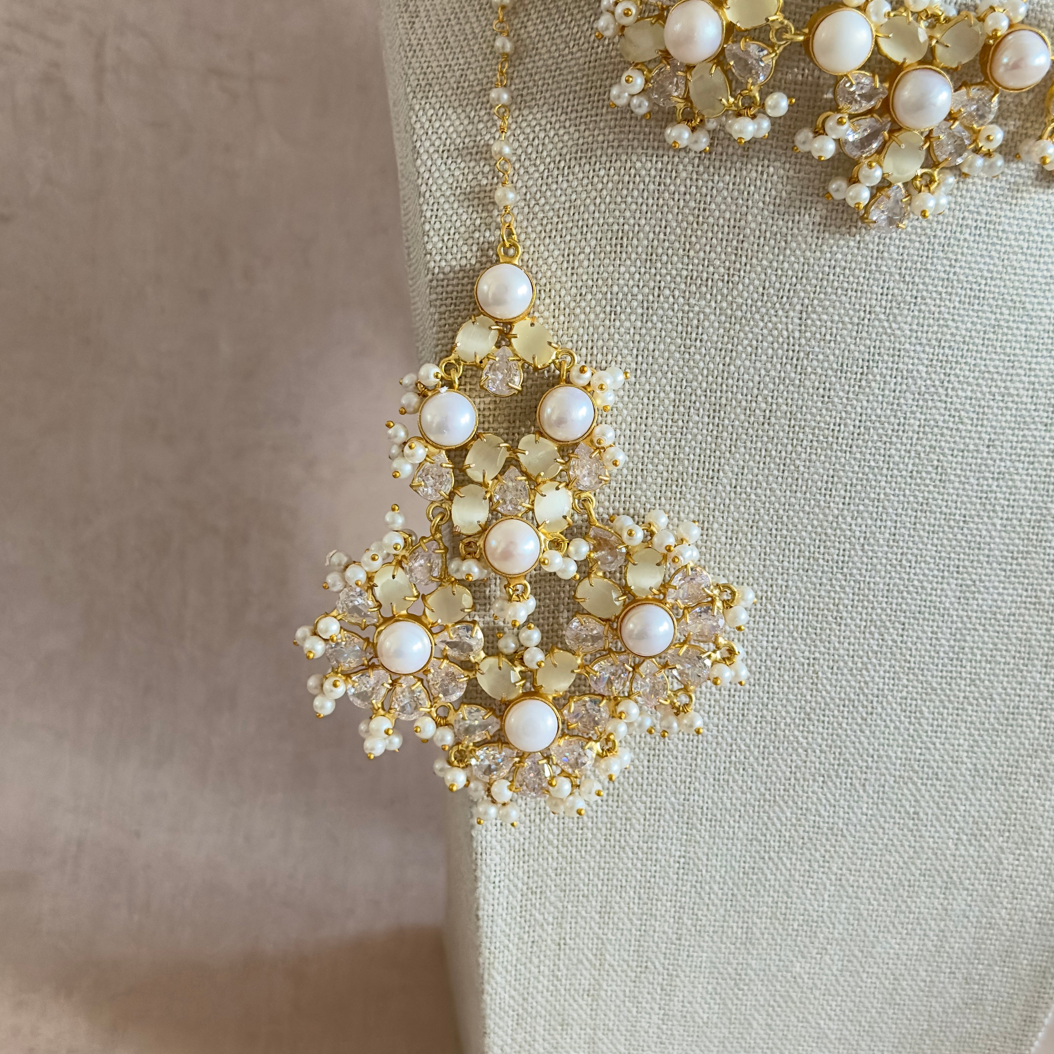 Kiara Grey Pearl Necklace Set - Ahseya & Co