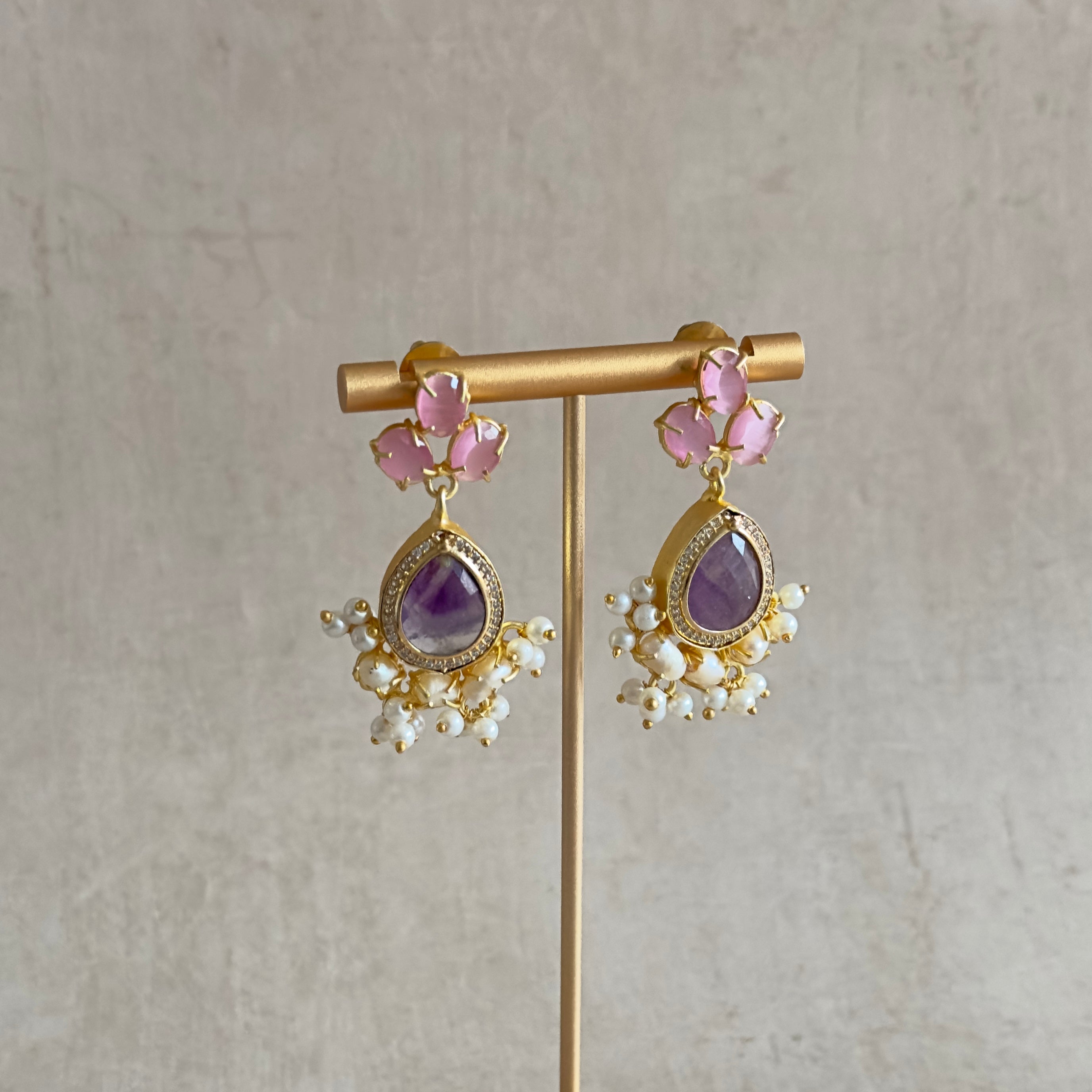 Clara Purple Pink Drop Earrings - Ahseya & Co