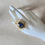 Areeba Navy Crystal Ring - Ahseya & Co