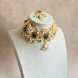 Erina Pink Crystal Choker Set - Ahseya & Co