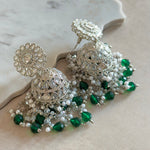 Falak Green Silver Jhumka Earrings - Ahseya & Co