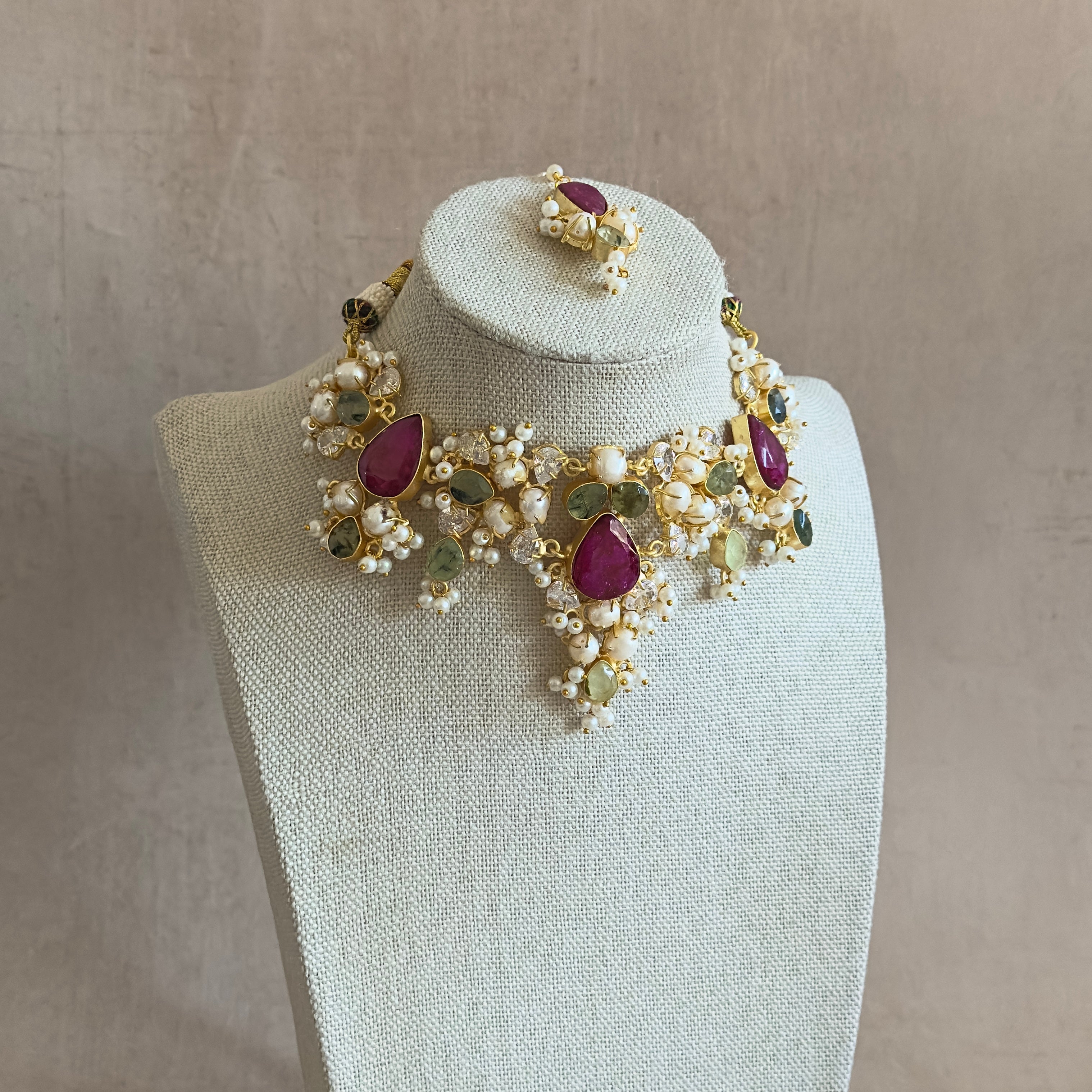 Antonia Fuchsia Choker Set - Ahseya & Co